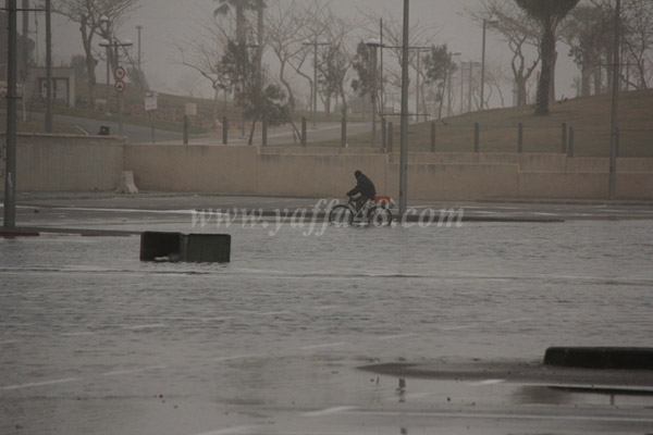 بالصور: الأجواء العاصفة الجوية تتسبب بأضرار بالغة في مصف ميناء يافا 